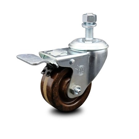 Service Caster 3 Inch High Temp Phenolic Wheel Swivel 1/2 Inch Stem Caster with Total Lock Brake SCC-TSTTL20S314-PHSHT-121315